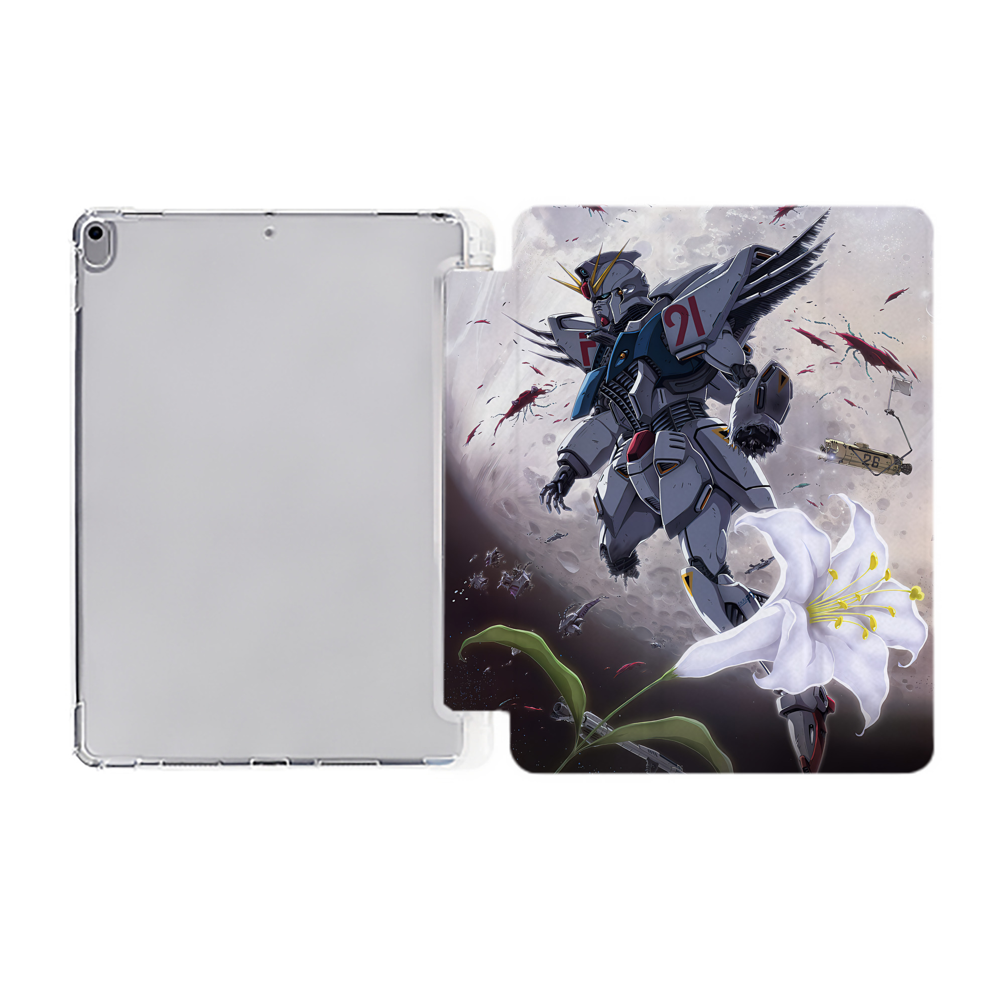 （画像用） 機動戦士ガンダム Mobile Suit Gundam IPad ケース ペン収納付き 三つ折りスタンド PUレザー×シリコン 対応機種9.5/10.5/10.9インチ
